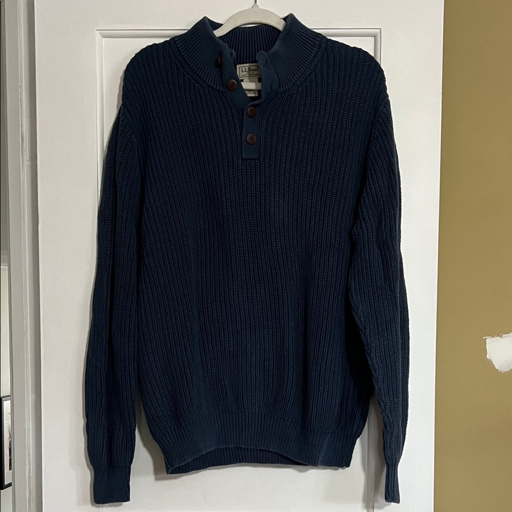 Men's Classic Navy Button-Up Sweater